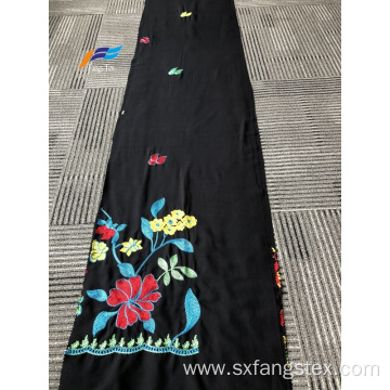Formal Black 100 Polyester Wool Peach Embroidery Fabric